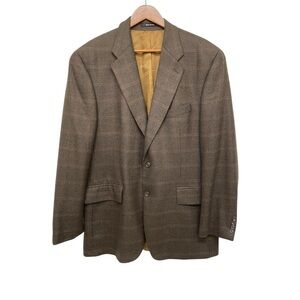 Vintage Chaps by Ralph Lauren Brown Plaid 44T Men's Blazer 100% Lambswool Coat